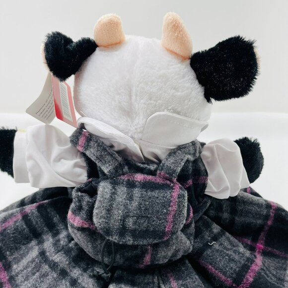 FAO Schwarz Cow Plush Toy 13” Dress Plaid Student School Uniform Backpack Outfit - Picture 7 of 12